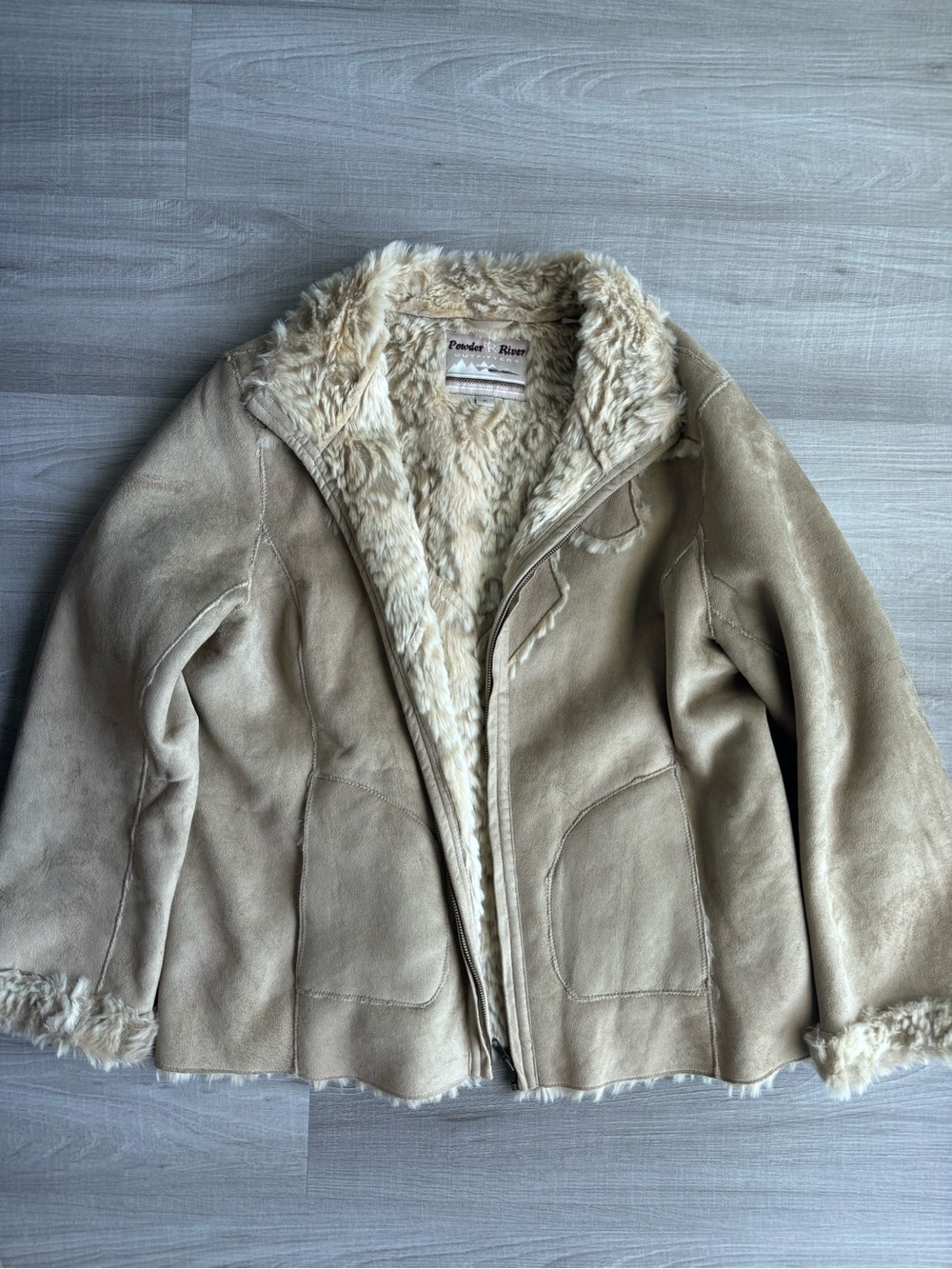 Powder River Beige Faux-Shearling Zip Jacket